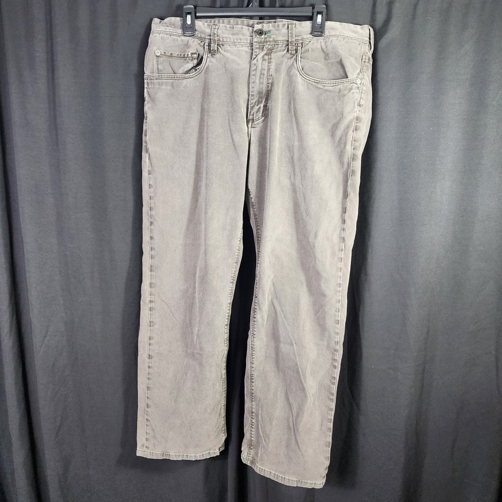 Mens Grey Standard Fit Straight Leg 5-Pocket Stretch Pants 38x32 (Actual 38x28)